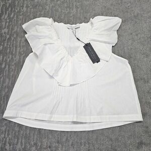 Hunter Bell White Keller Top Cotton Ruffle Pleated Relaxed Fit Sz. XL‎ NWT